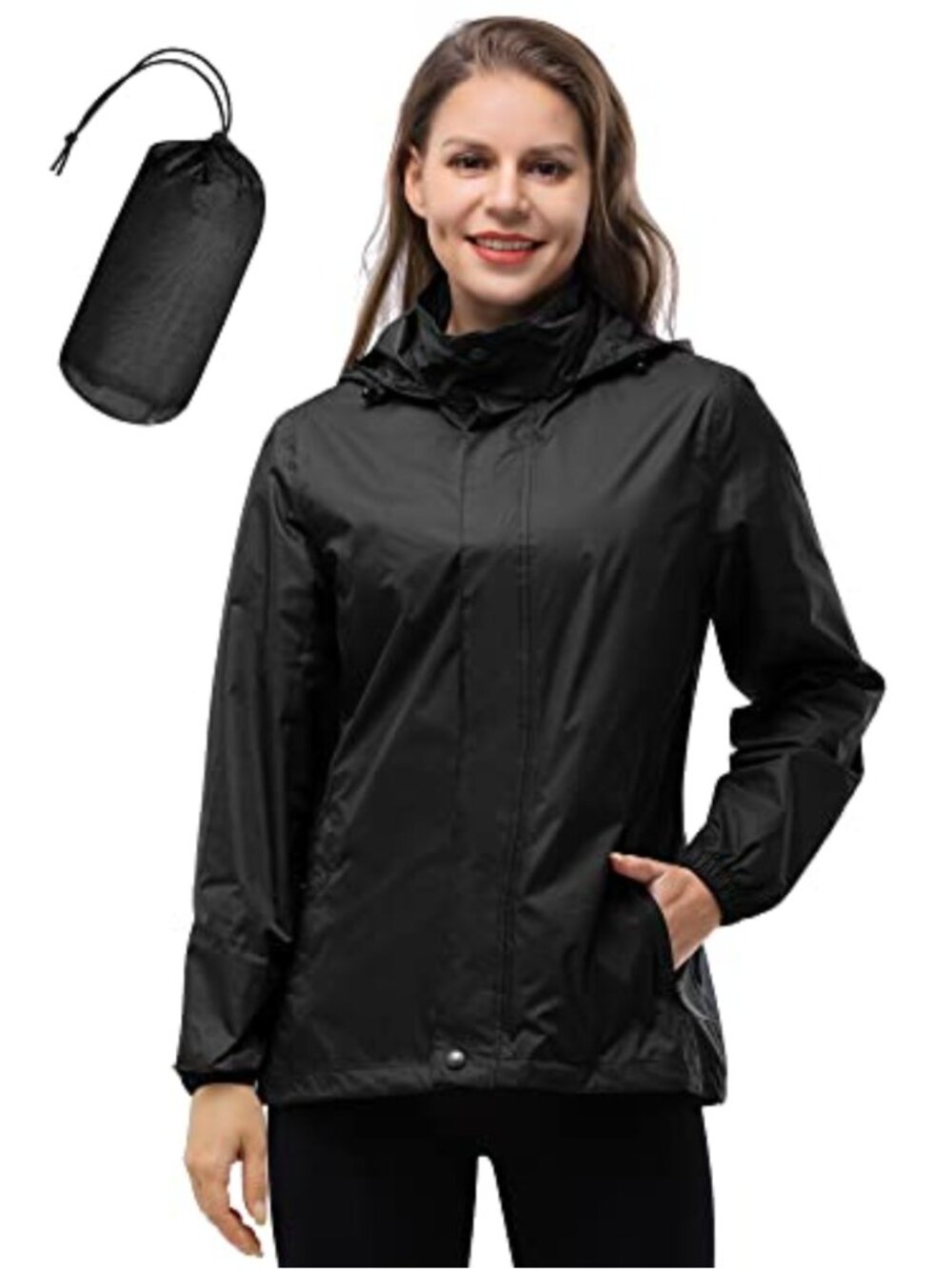 Lightweight Packable Waterproof Rain Jacket Hooded
